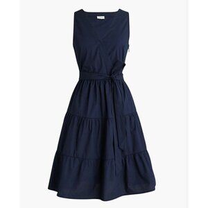 New J. Crew Size 2 Faux-wrap sleeveless mini dress Navy SU23